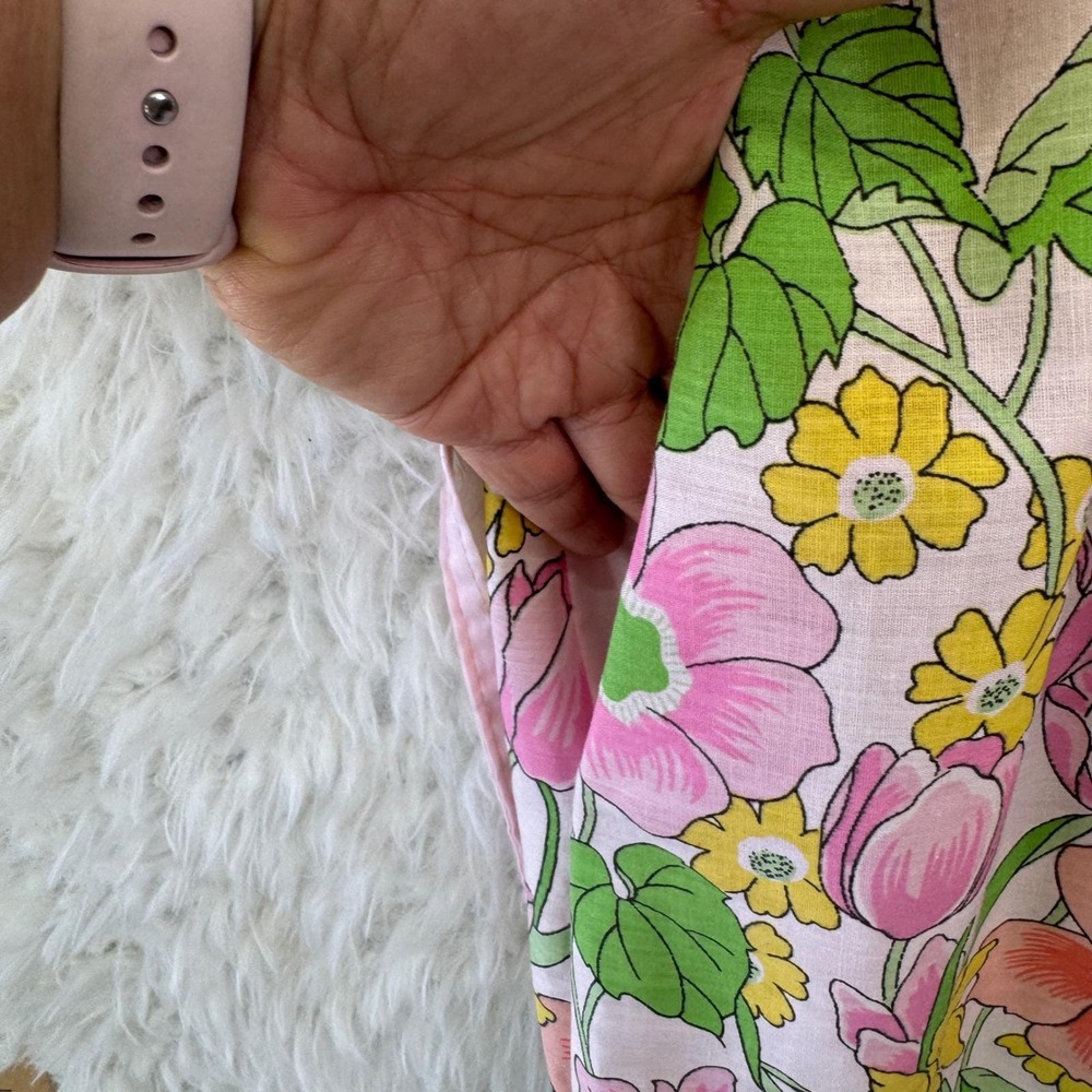 Beco Originals VTG Dress Womens M Pink Floral Button Front Retro 70s Sleeveless - Picture 10 of 14